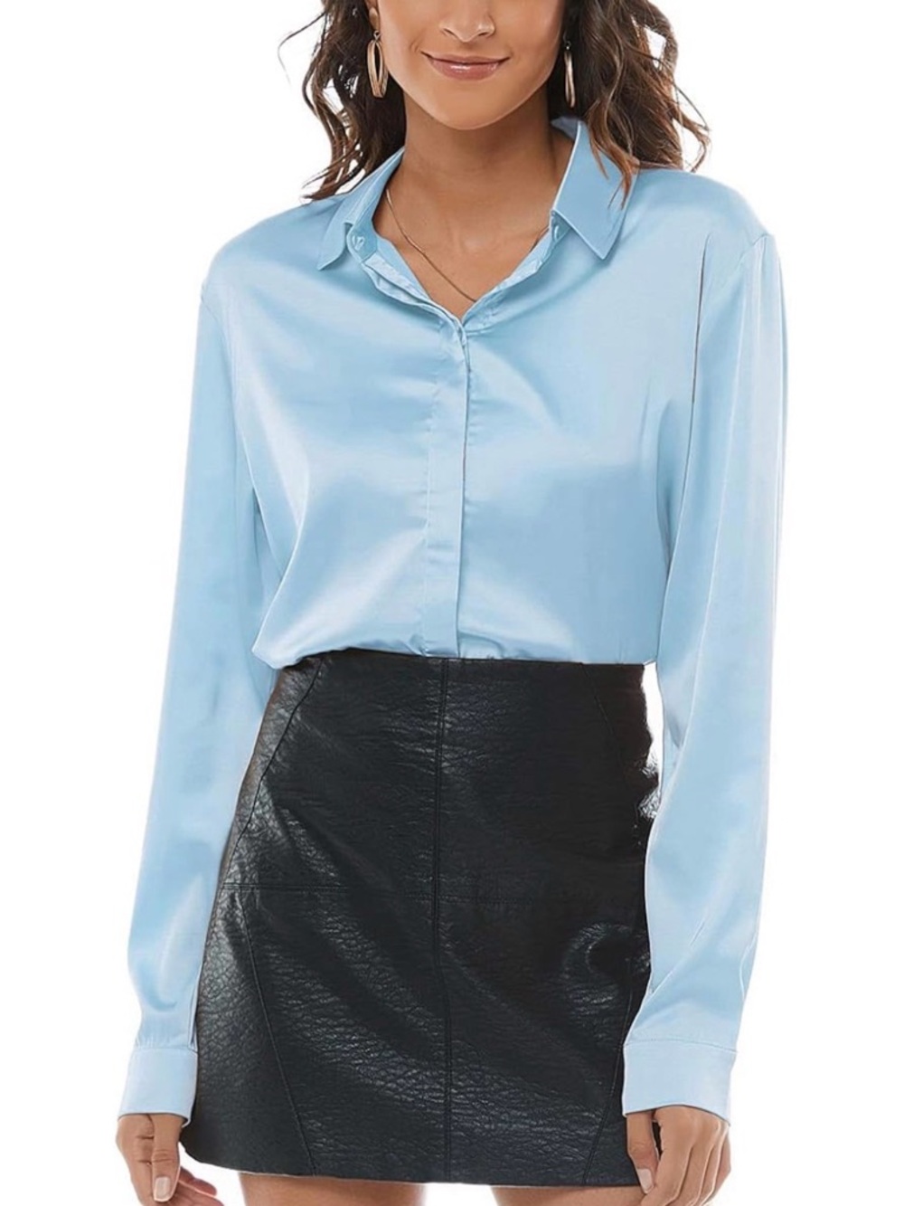 Satin Blouse / Light Blue / Medium